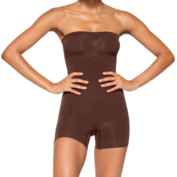 Skims XS Seamless Sculpt Strapless Shortie Cocoa Brown Shapewear NWOT MSRP $74 - Picture 5 of 6